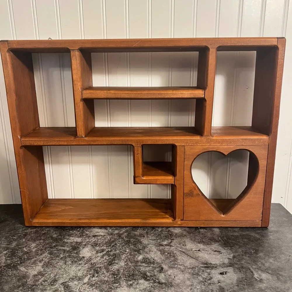 Vintage Wooden Trinket Shelf Heart Cutout | Cottagecore Y2K 90s